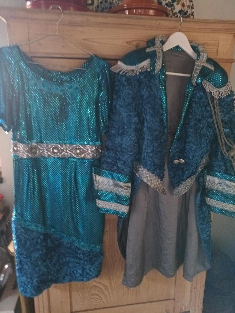 handgemaakte carnavalsjas, jurk, tasje en hoofdband, Ophalen of Verzenden, Gedragen, Maat 38/40 (M), Carnaval