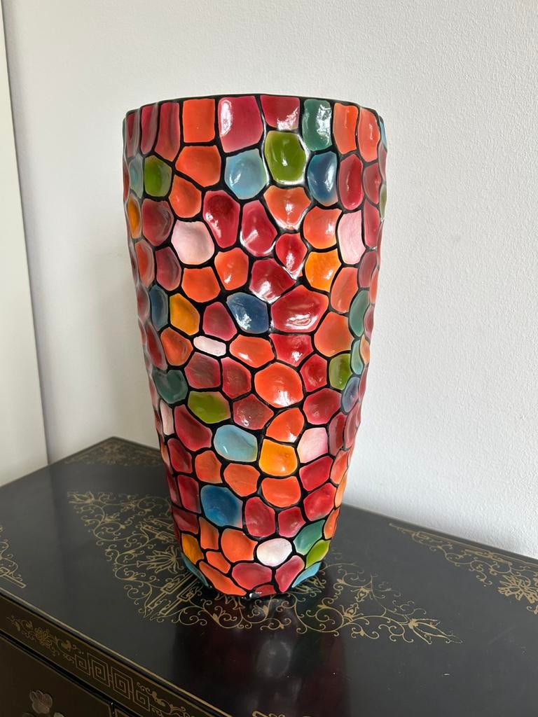 Kleurrijke Madu vaas gemaakt in Indonesië, Ophalen of Verzenden