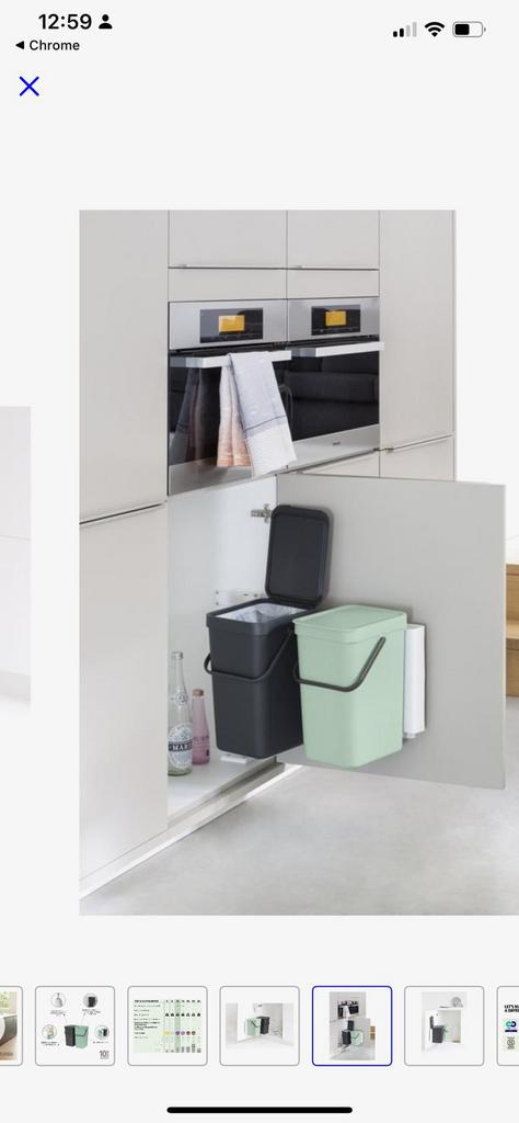 Brabantia Sort & Go inbouw prullenbak – 2 x 12 liter, Huis en Inrichting, Woonaccessoires | Prullenbakken, Ophalen, Kunststof