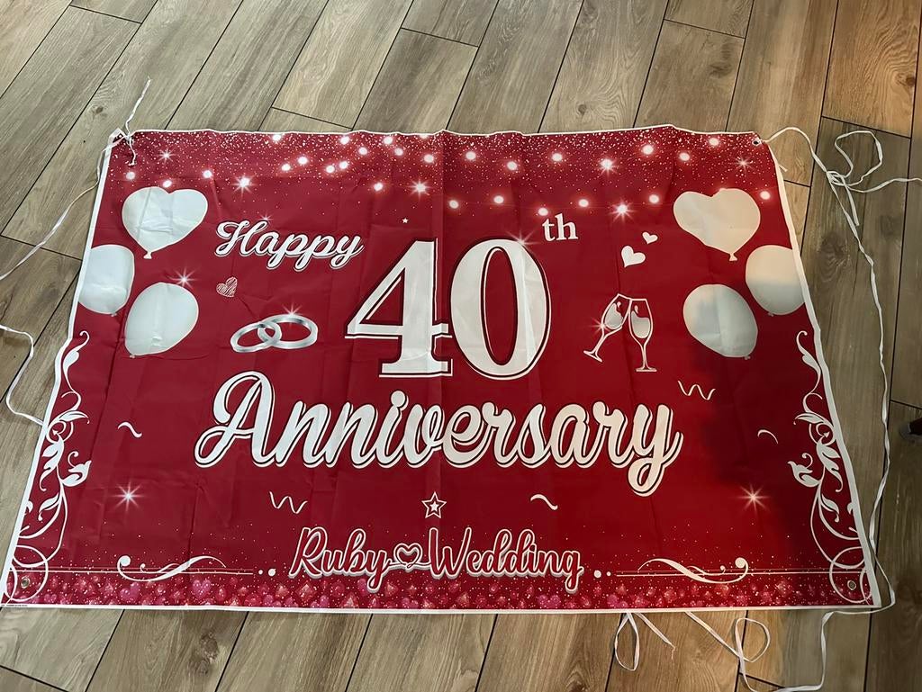 Spandoek 40 jaar getrouwd, Ophalen of Verzenden, Zo goed als nieuw, Versiering