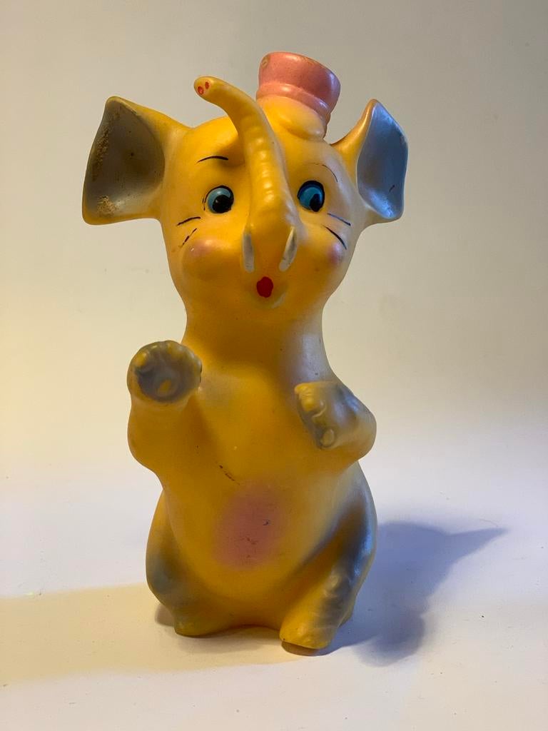 Vintage Rubbertoys olifant olifantje piepbeestje piepfiguur, Verzamelen, Speelgoed, Gebruikt, Ophalen of Verzenden