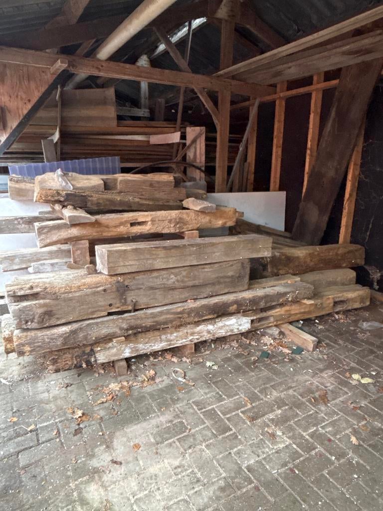Oude Gebinten - Lange Lengtes & Stukken van 1,5m, Doe-het-zelf en Verbouw, Hout en Planken, Gebruikt, Ophalen of Verzenden, Balk