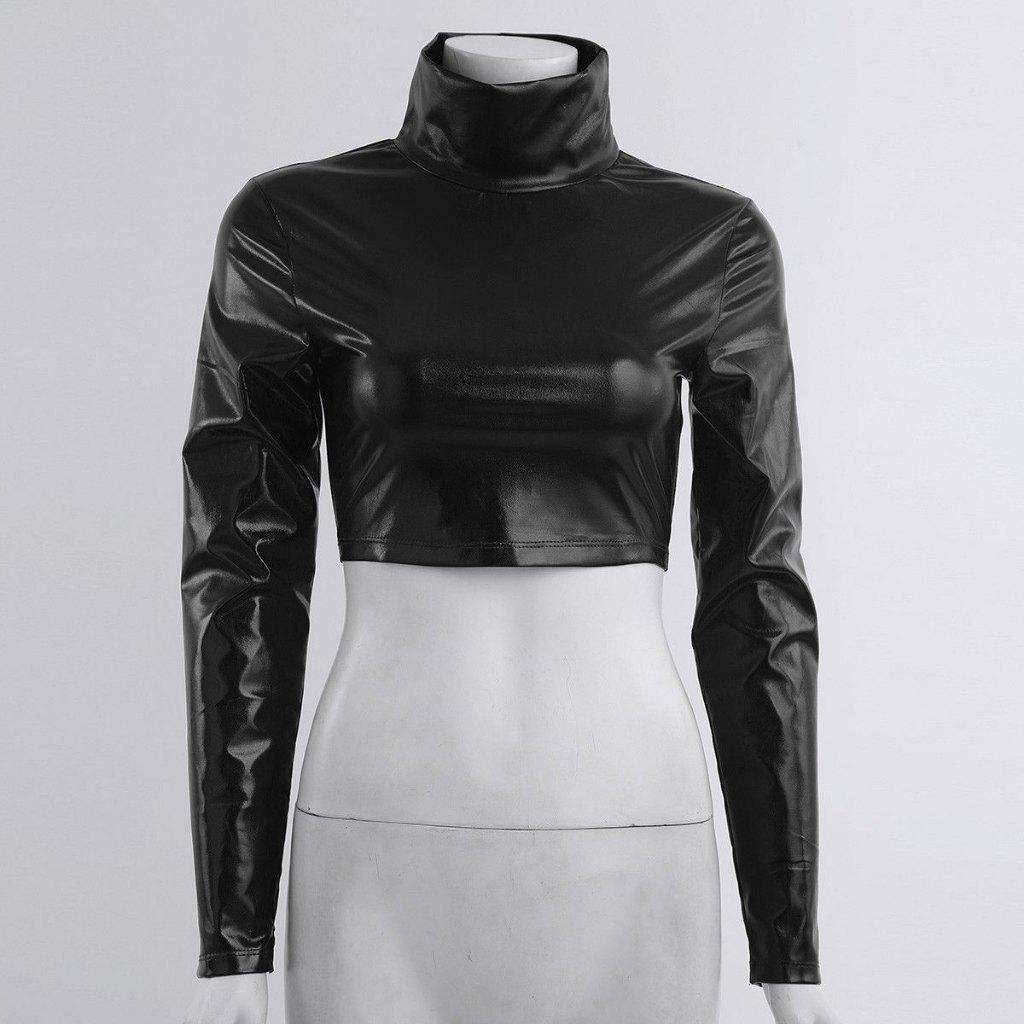 Dames metallic crop top shirt sexy gouden paarse zwarte lak, Kleding | Dames, Maat 38/40 (M), Overige kleuren, Verzenden, Nieuw