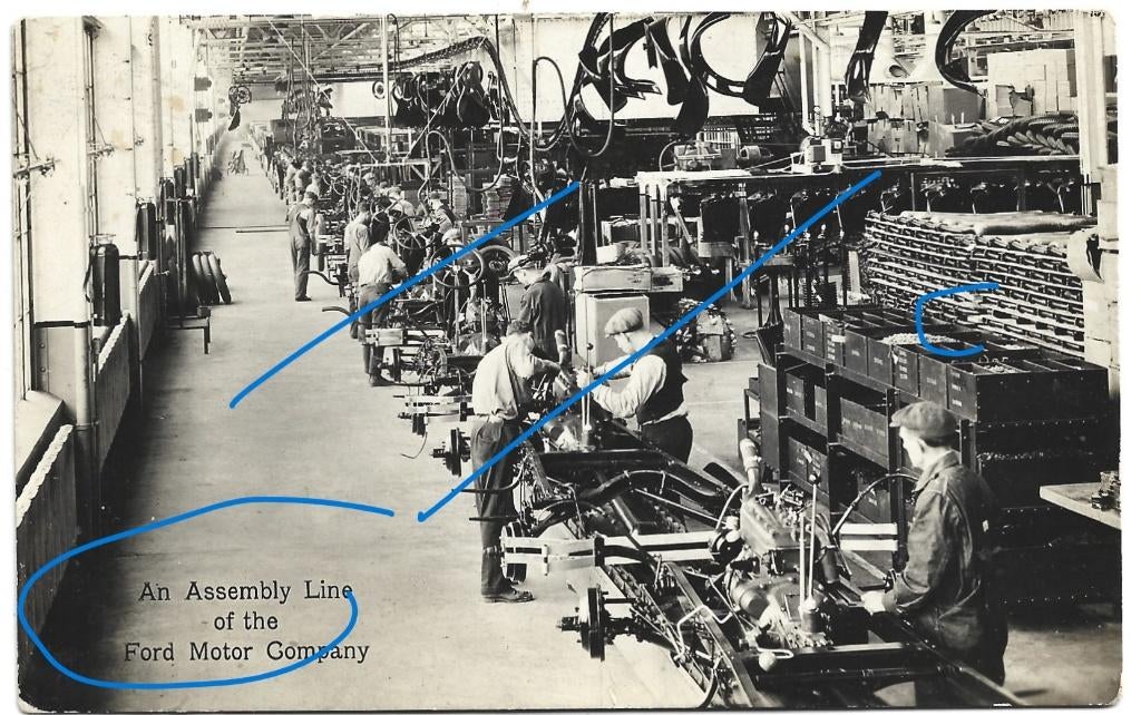 Ford Auto fabriek postcard Ford A Ford T tractor, Ophalen of Verzenden, 1920 tot 1940, Ongelopen, Voertuig