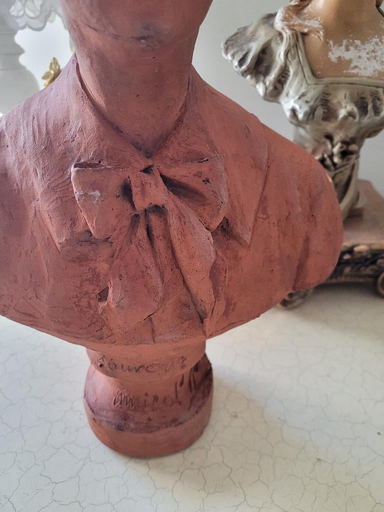 Vintage hand geboetseerde buste jongen, Antiek en Kunst, Ophalen of Verzenden