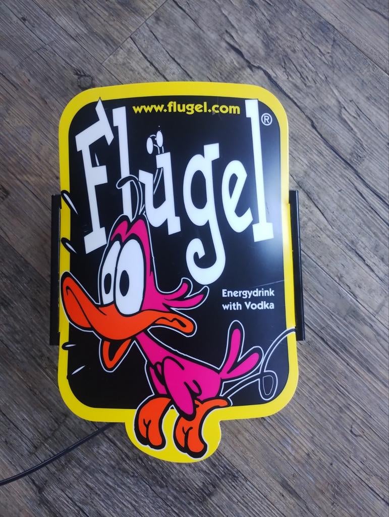 Flügel likeur lamp / verlicht reclamebord, Ophalen of Verzenden, Zo goed als nieuw, Reclamebord