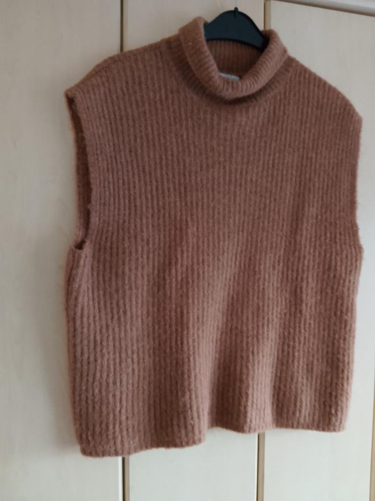 Mouwloze trui/ spencer met L Nukus, Ophalen of Verzenden, Zo goed als nieuw, Bruin
