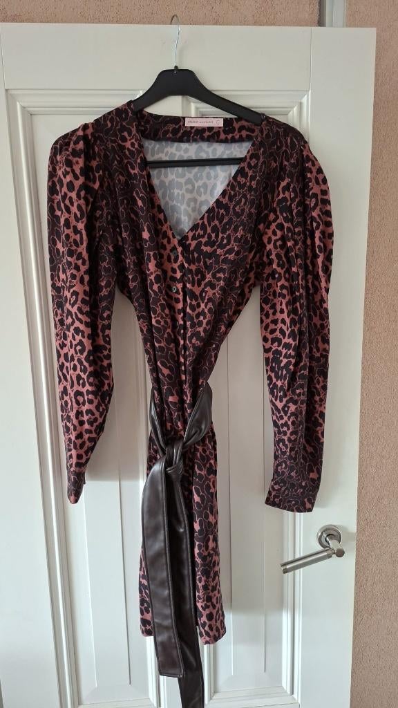 Studio Anneloes panterprint jurk L, Maat 38/40 (M), Studio Anneloes, Bruin, Ophalen of Verzenden