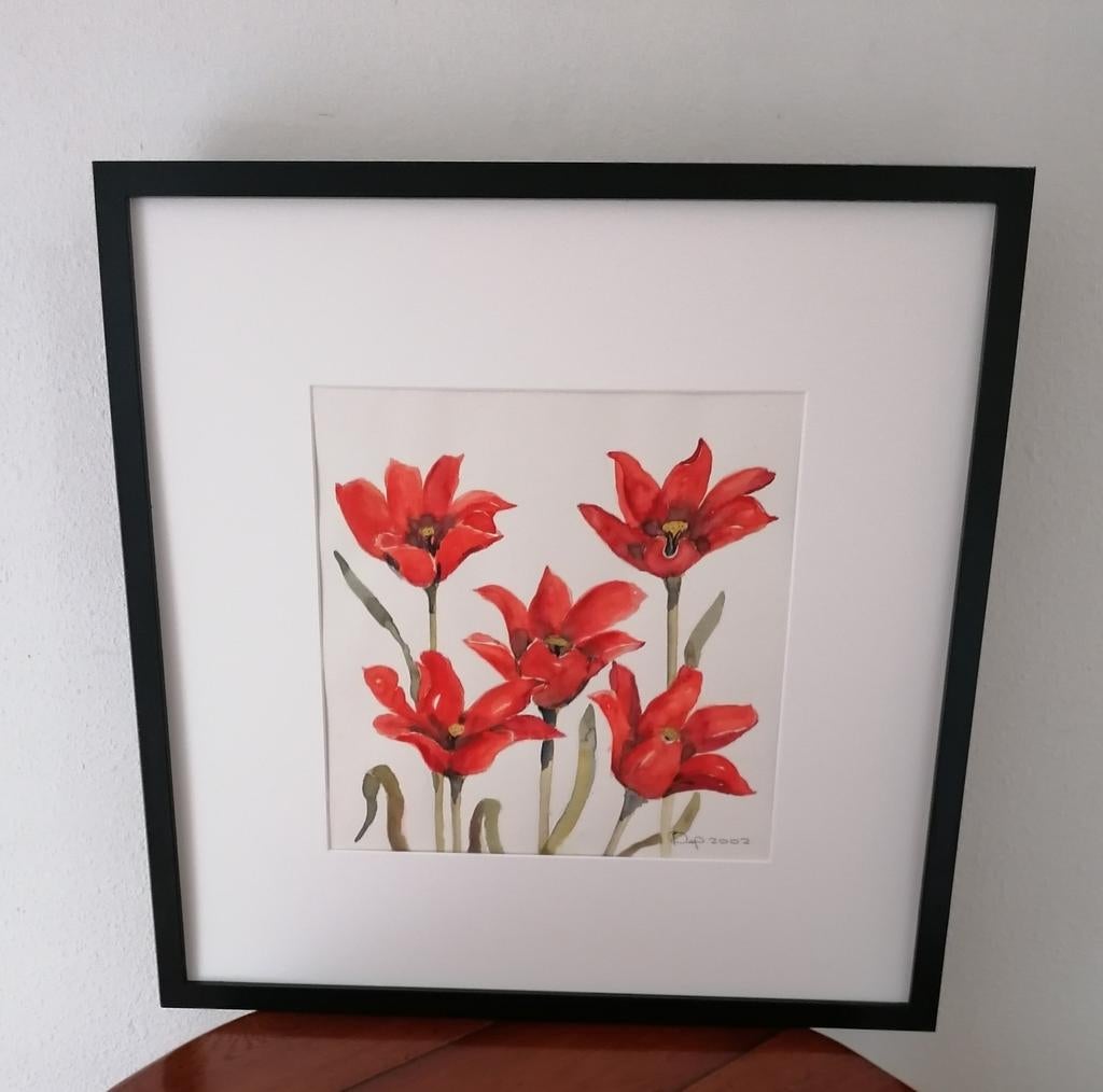 Schilderij tulpen  Aquarel guache, Ophalen