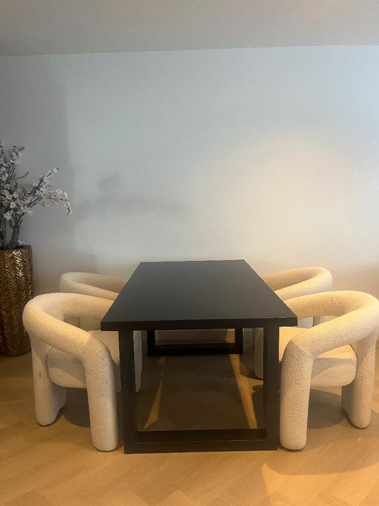 Eettafel - mango hout 160 cm, Ophalen, 50 tot 100 cm, Zo goed als nieuw, 150 tot 200 cm