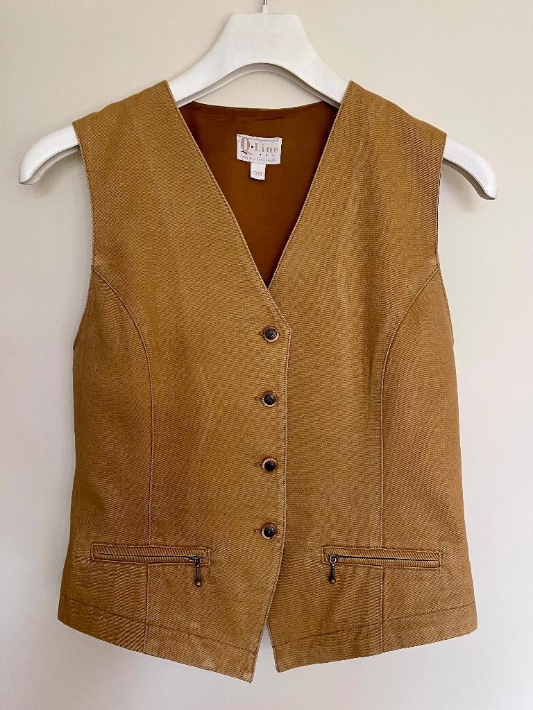 lichtbruin gilet van katoen van Q-Line by Peek & Cloppenburg, Maat 38/40 (M), Bruin, Peek & Cloppenburg, Ophalen of Verzenden