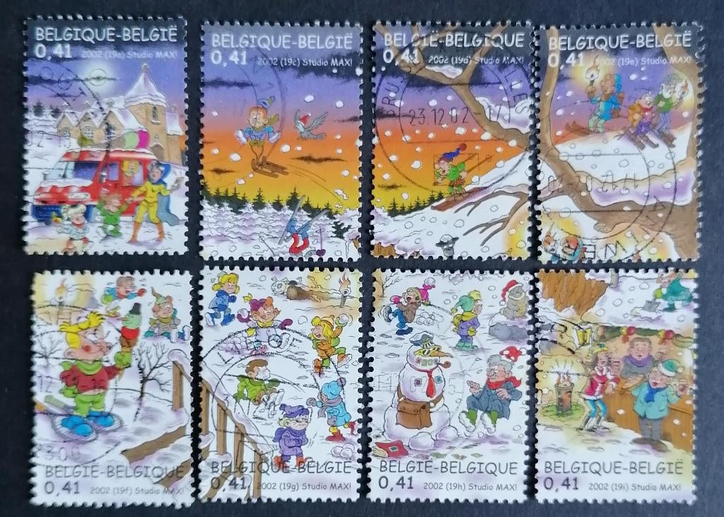 BELGIË - Kerstmis en Nieuwjaar 2002, Verzenden, Gestempeld