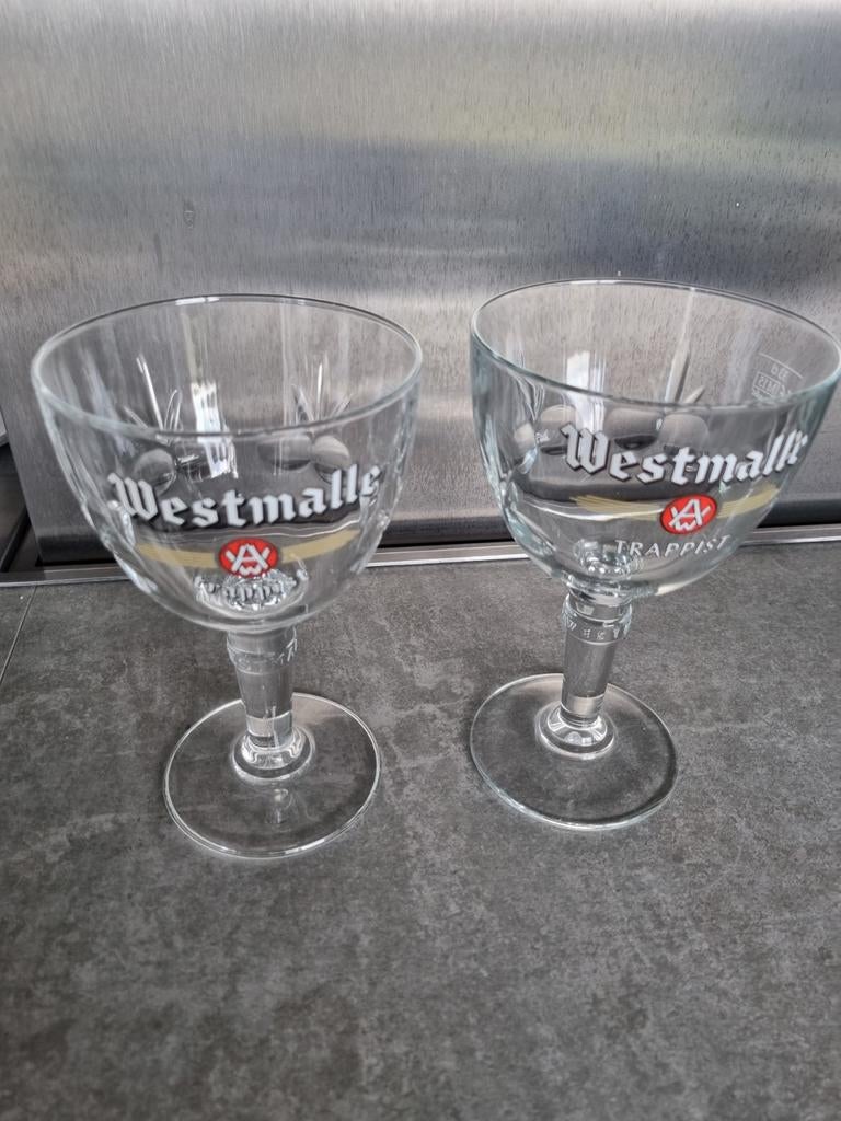 2x Westmalle Trappist bierglas, Verzamelen, Glas en Borrelglaasjes, Ophalen of Verzenden, Zo goed als nieuw, Bierglas