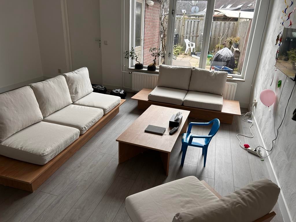 Zelfgemaakte janapse banken met opbergruimte, Ophalen, Minder dan 75 cm, Zo goed als nieuw, Rechte bank