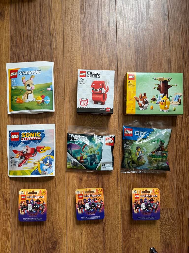 9 LEGO sets: Creator, Sonic, BrickHeadz, City, Minifigure, Overige thema's, Lego, Nieuw, Ophalen of Verzenden