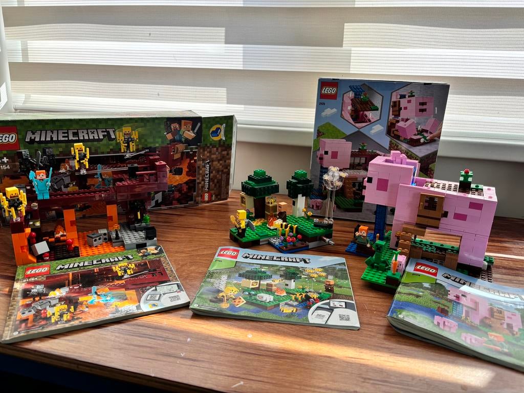 Lego mincraft sets, Ophalen of Verzenden, Gebruikt, Complete set, Lego
