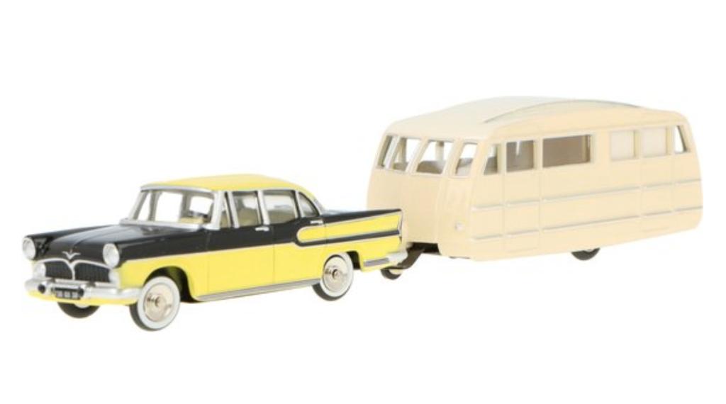 Simca Chambord geel 1958 & caravan Henon 1/43 NOREV CL5711