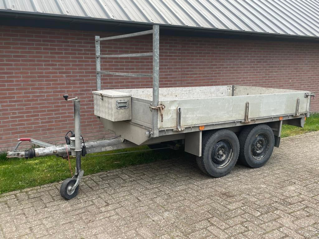 Tandemasser plateauwagen aanhanger 275x153cm geen kenteken, Auto diversen, Aanhangers en Bagagewagens, Ophalen, Zo goed als nieuw