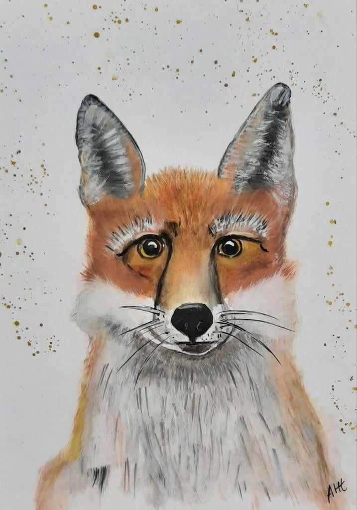 Schilderij Vos aquarel, Ophalen of Verzenden