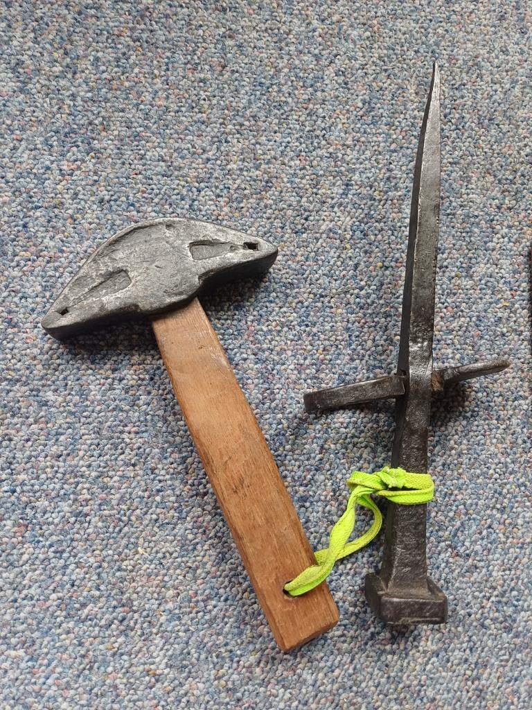 Antieke Haarspit en Haarhamer - Ambachtelijk Gereedschap, Ophalen of Verzenden