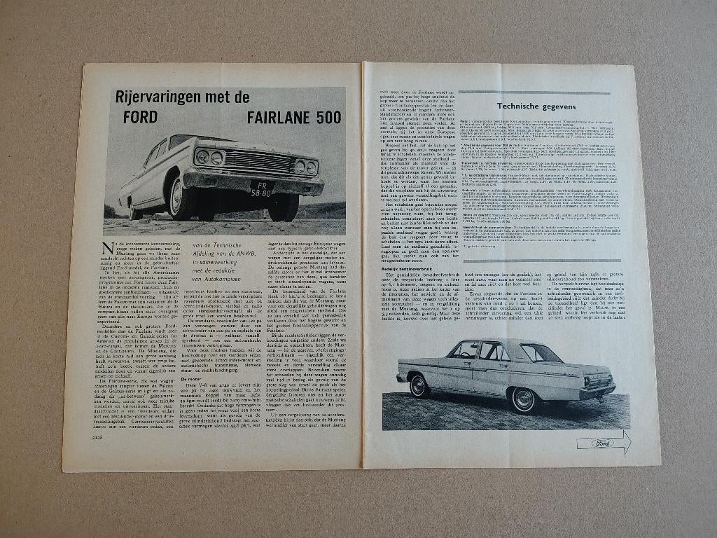 Auto Test (uit oud tijdschrift) Ford Fairlane 500 (1965), Verzenden, Gelezen, Ford