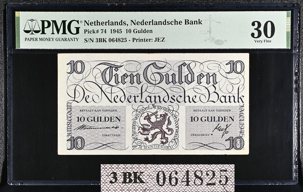 Zeldzame variant 10 gulden Lieftinck, 1945 | PMG 30, Ophalen of Verzenden, 10 gulden