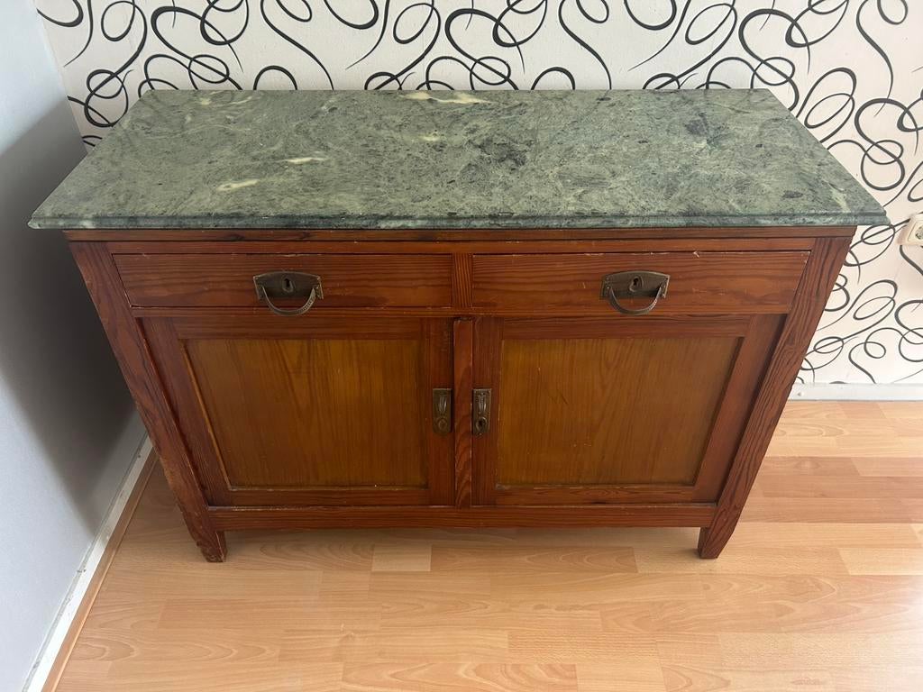 Antieke commode met marmer groen blad, Ophalen