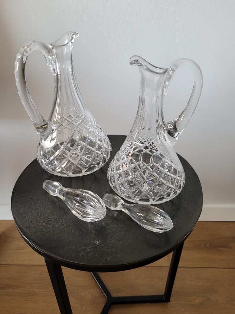 Set van 2 Kristallen Karaffen met Stop, Antiek en Kunst, Antiek | Glas en Kristal, Ophalen of Verzenden