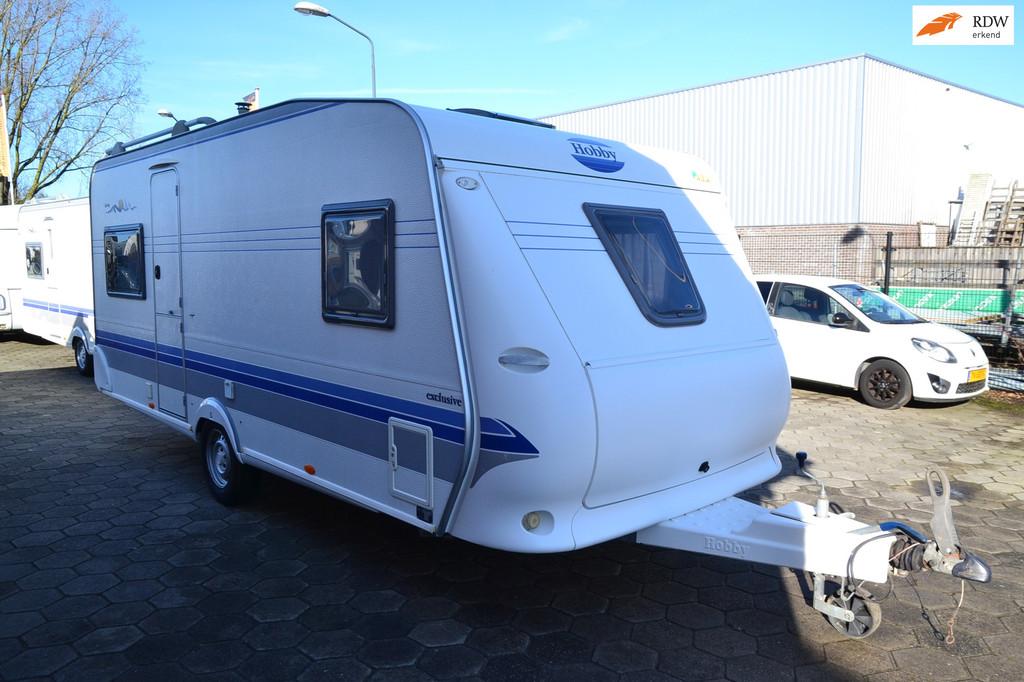 Hobby 495 B Exclusive - Frans bed - Wc+Douche - Voortent - G, Vast bed, Schokbreker, Bedrijf, 4 tot 5 meter