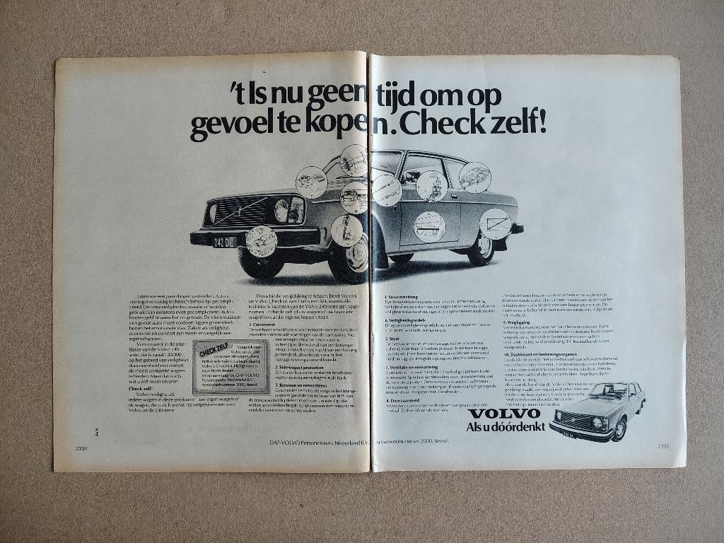 Reclame (uit oud tijdschrift) Volvo 242 DL (1975), Verzenden, Gebruikt, Auto's