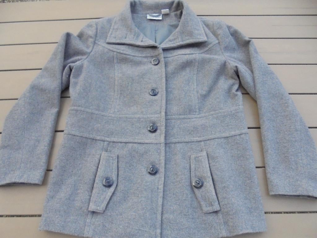 Grijze winterjas MIA LINEA, Kleding | Dames, Jassen | Winter, Gedragen, Maat 42/44 (L), Grijs, Ophalen of Verzenden