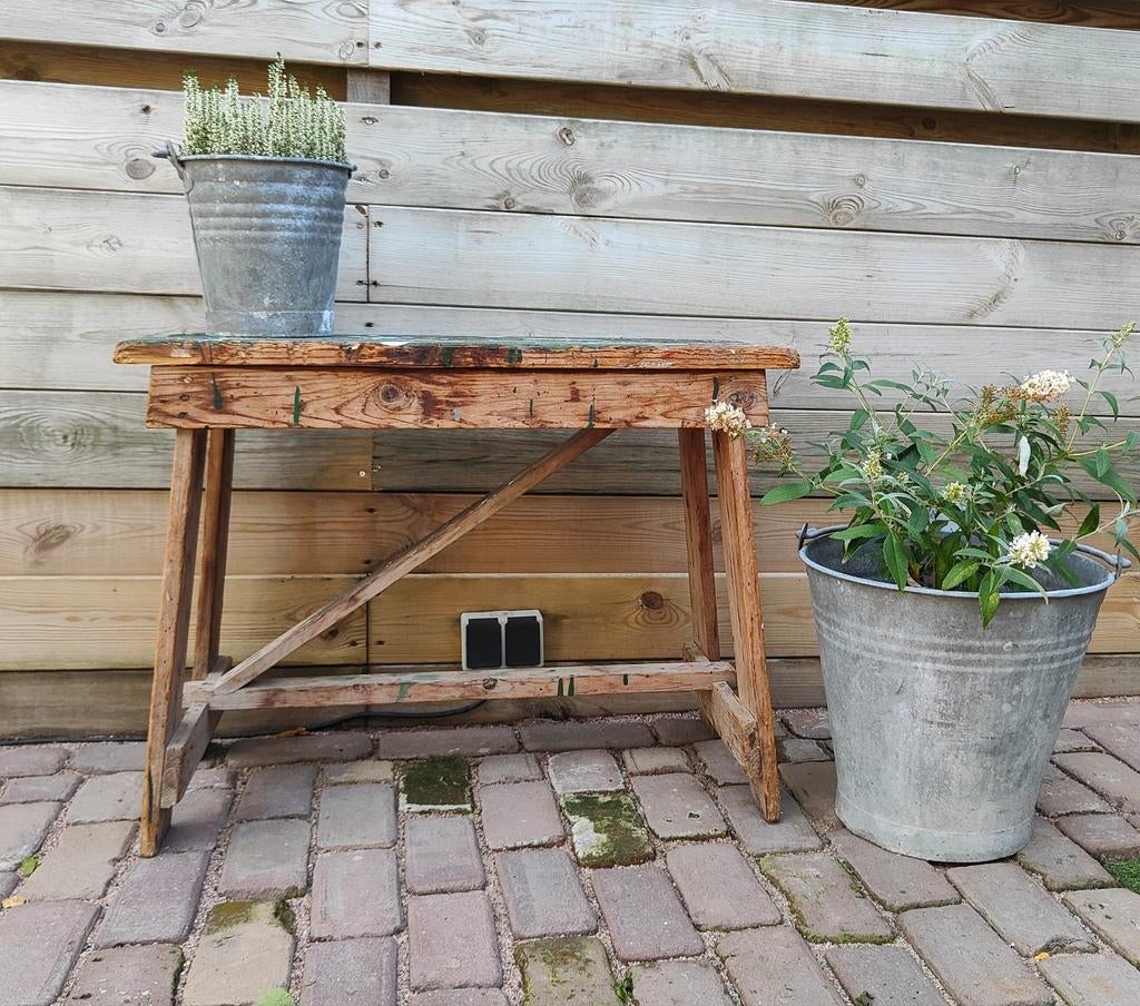 Oud schilders bankje / Industrieel  tv meubel / werkbankje, Ophalen