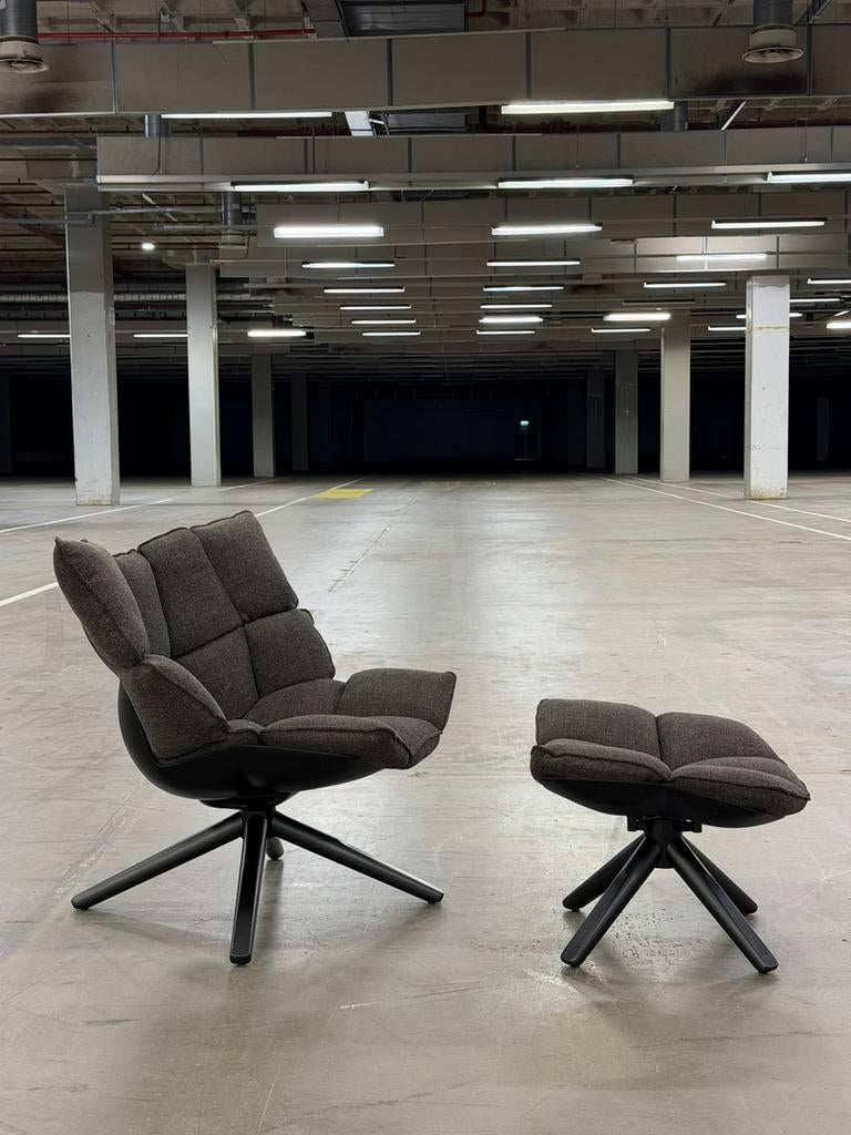 B&B Italia Husk Fauteuil + Ottoman | NIEUWSTAAT + Garantie, Overige materialen, 75 tot 100 cm, Ophalen of Verzenden, Zo goed als nieuw