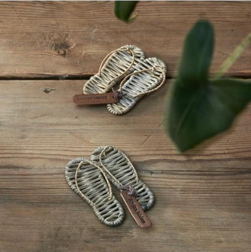 Riviera Maison rattan mini slippertjes, Huis en Inrichting, Woonaccessoires | Overige, Ophalen of Verzenden, Zo goed als nieuw