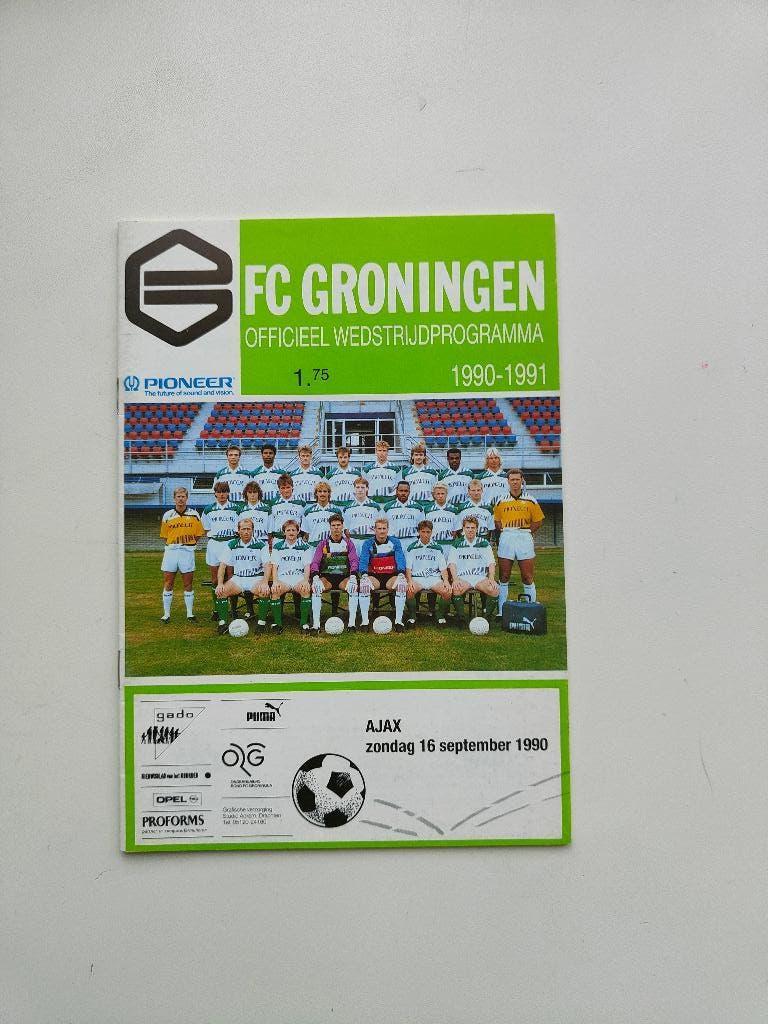 FC Groningen - AJAX officieel programma 16-9-1990, Verzenden, Zo goed als nieuw, Ajax, Overige typen