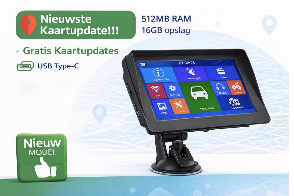 7 inch Camper, Truck GPS Navigatie met Vast Zonnescherm-16GB, Ophalen of Verzenden, Nieuw