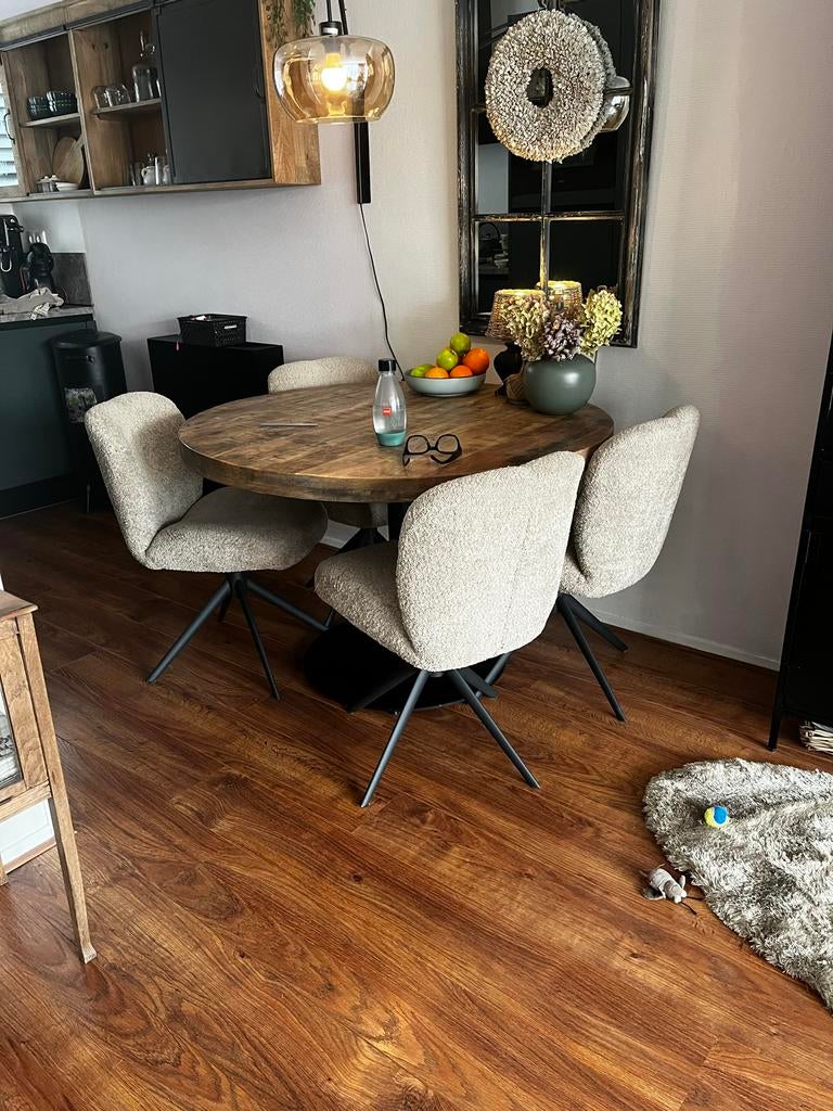 Moderne eettafelstoelen 4 stuks draaibaar- goed als nieuw, Ophalen, Overige kleuren, Zo goed als nieuw, Stof