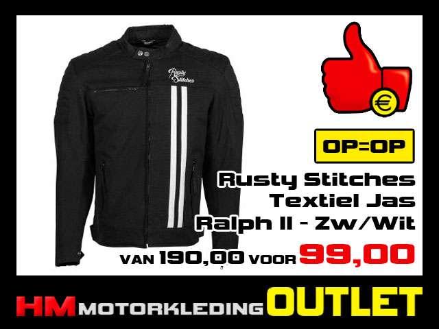 Textiel Motorjas Rusty Stitches Ralph V2 Zwart-Wit - MEN, Info@huybersmotoren.nl, Jas | textiel, HM - Sale, NL