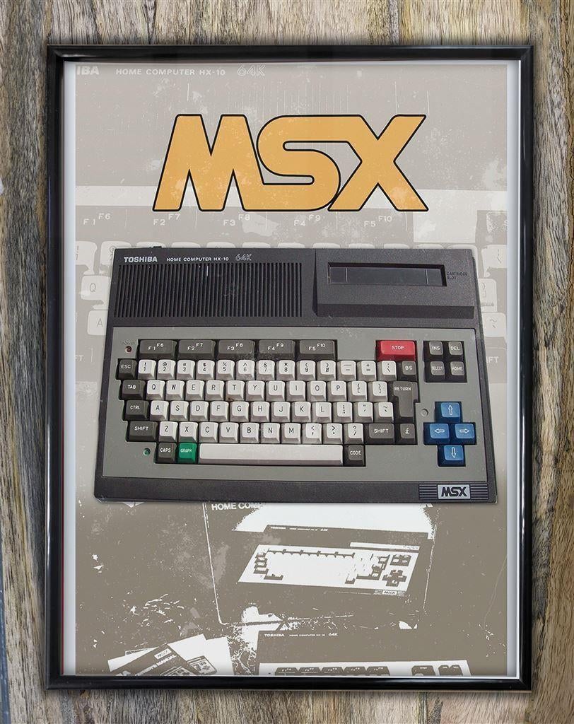 Toshiba MSX Computer Cover Art Retro Print in lijst, Verzamelen, Ophalen of Verzenden, Nieuw, A1 t/m A3, Film en Tv