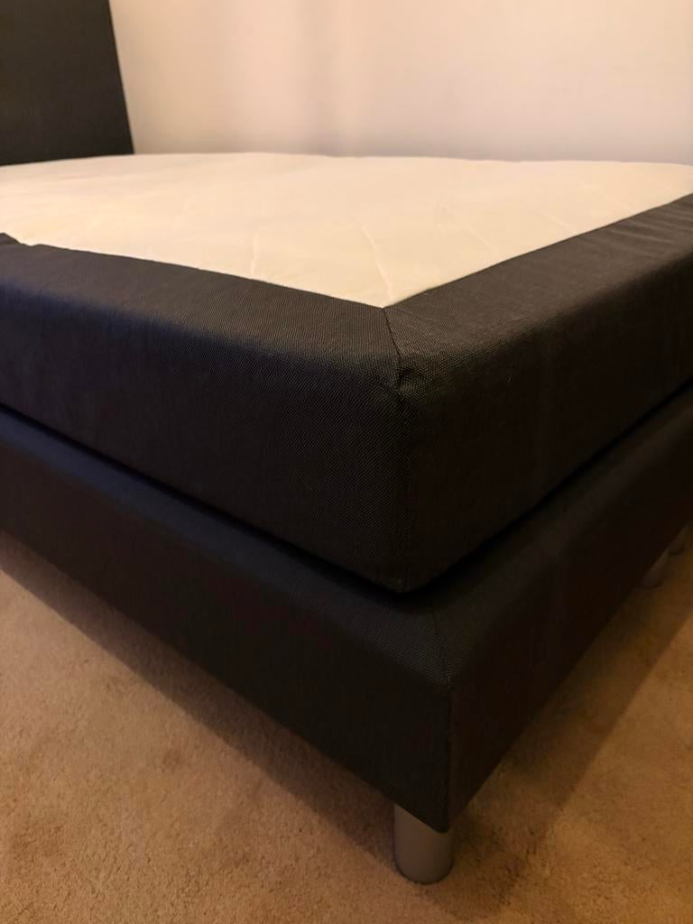 Ikea - Boxspring met hoofdbord, 120 x 200, Ophalen, Gebruikt, Zwart, Twijfelaar