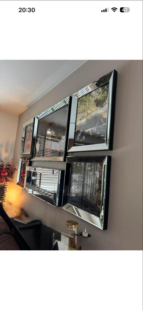 Spiegelfotolijsten set met sfeerhaard voor 9 kaarsen, Ophalen, Overige materialen, Gebruikt, 75 tot 100 cm