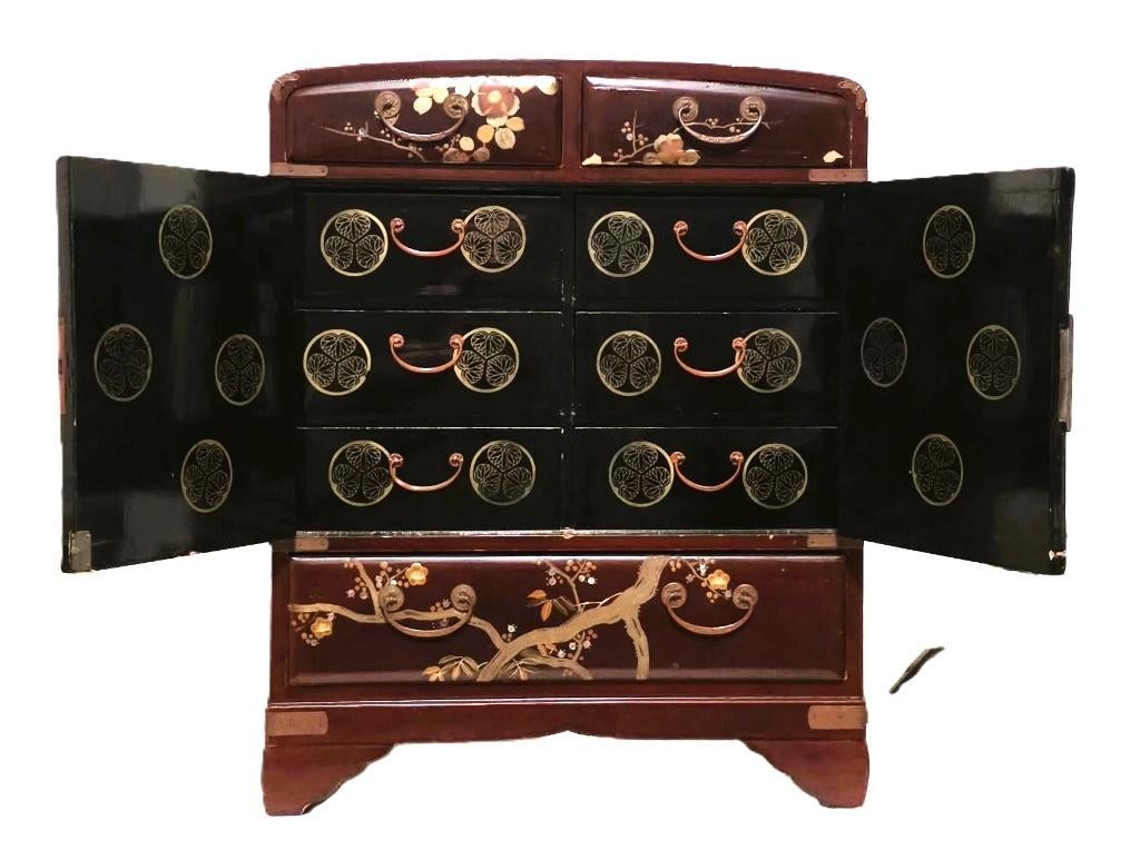 Japans kabinet, lakwerk met parelmoer., Ophalen of Verzenden