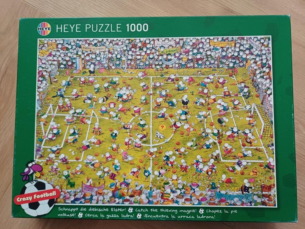 Heye puzzel crazy football 1000, Hobby en Vrije tijd, Denksport en Puzzels, Ophalen, 500 t/m 1500 stukjes, Gebruikt