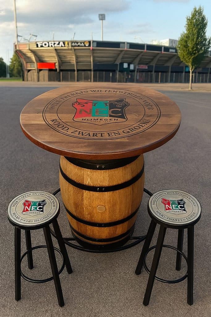 NEC wijnvat statafel met massief eiken blad, Verzamelen, Ophalen of Verzenden, Nieuw, Overige typen