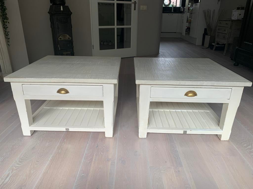 Riviera Maison salontafels - set van 2, Ophalen, 50 tot 100 cm, Vierkant, 50 tot 100 cm