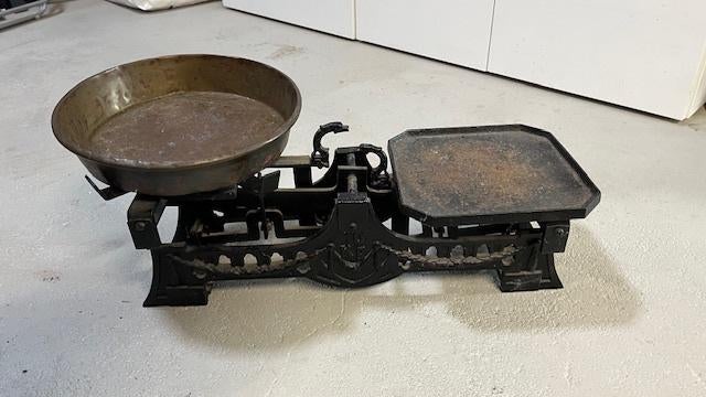 antieke balans weegschaal, Witgoed en Apparatuur, Weegschalen, Gebruikt, Analoog, Winkelweegschaal, 500 gram of grover, Minder dan 10 kg