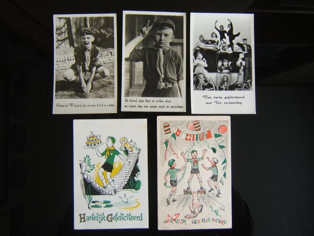 5 scouting padvinders ansichtkaarten Welpen, Verzenden, Gebruikt, Overige typen