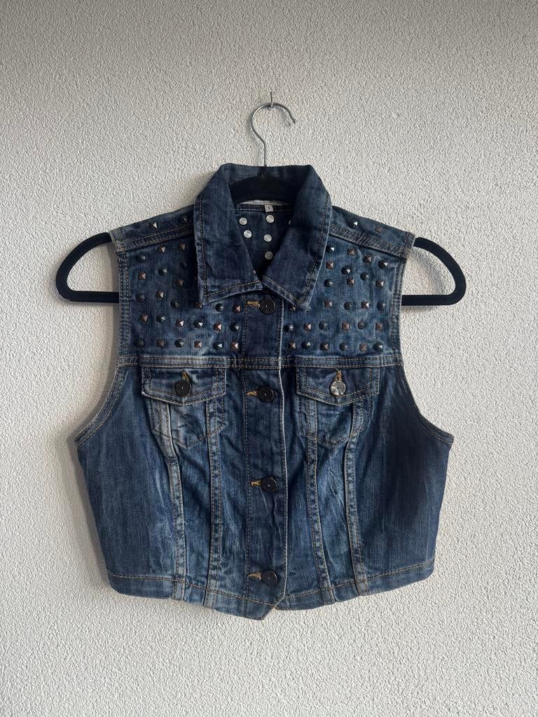 Vintage Y2K donker blauw denim gilet met studs, Kleding | Dames, Vintage, Blauw, Vintage, Vintage