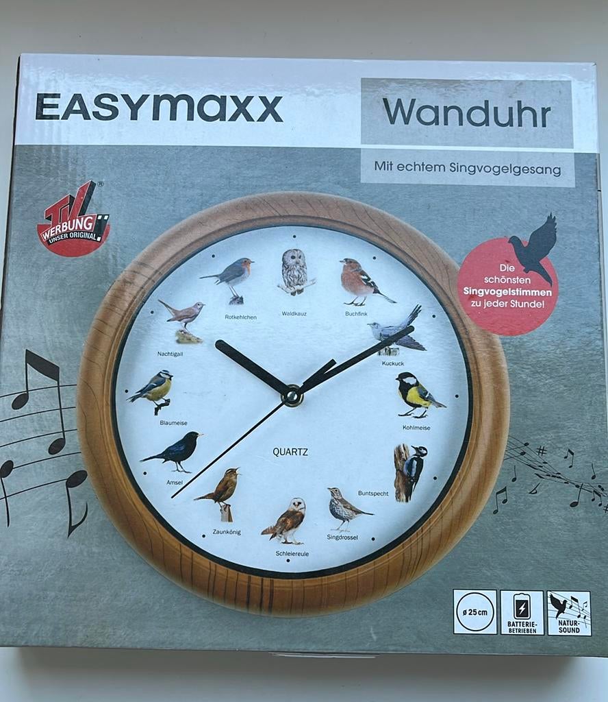 Wandklok vogelgeluiden, Ophalen, Zo goed als nieuw, Wandklok