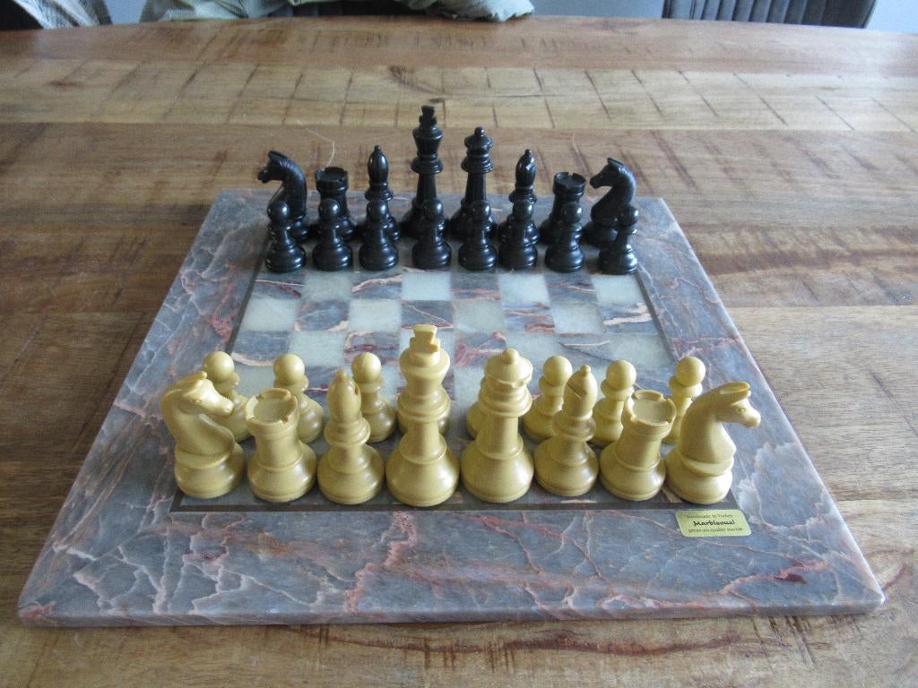 Groot echt Turks Marmeren schaakspel 36 x 36 cm, Ophalen of Verzenden, Zo goed als nieuw